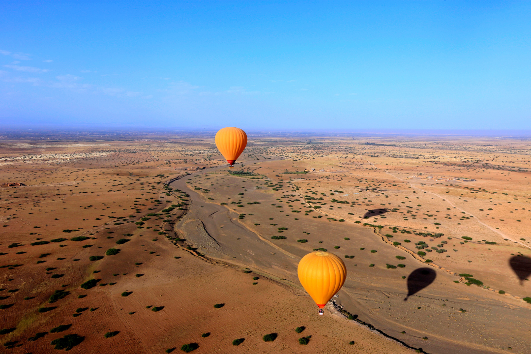 Hot air ballooning in the desert outside of Marrakesh
