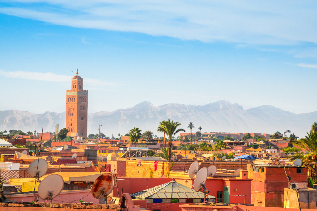 Panoramic view of Marrakesh and old medina - Morocco, Marrakesh