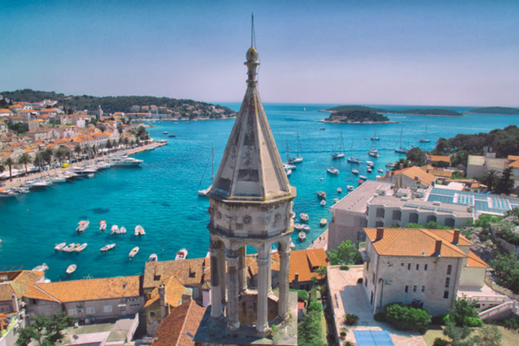 The tower of Saint Mark’s Church in the Old Town overlooks Hvar’s habor - Ivo Biocina