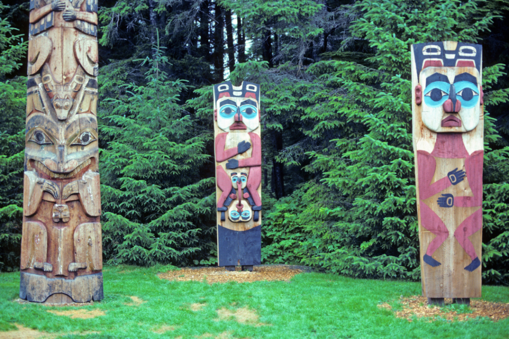 Totem poles in Sitka National Historical Park, Alaska