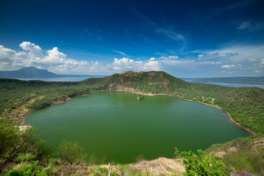 Water Filled Volcano Caldera in Taal Lake