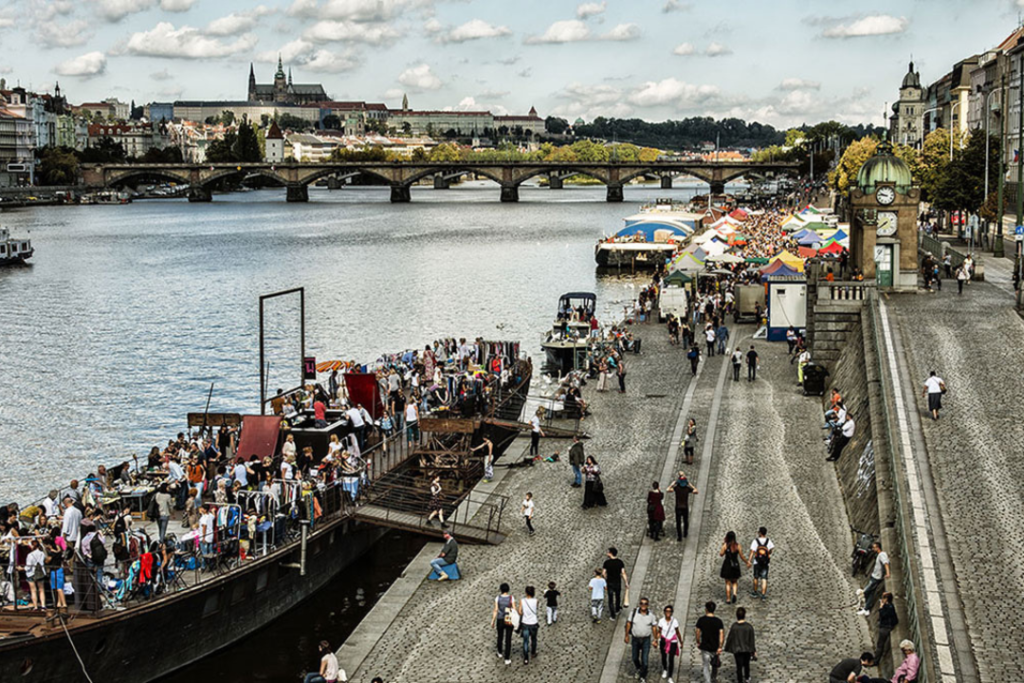 Barge crawl - Floating beer gardens are a popular attraction along Prague's Náplavka riverbank by Prague City Tourism