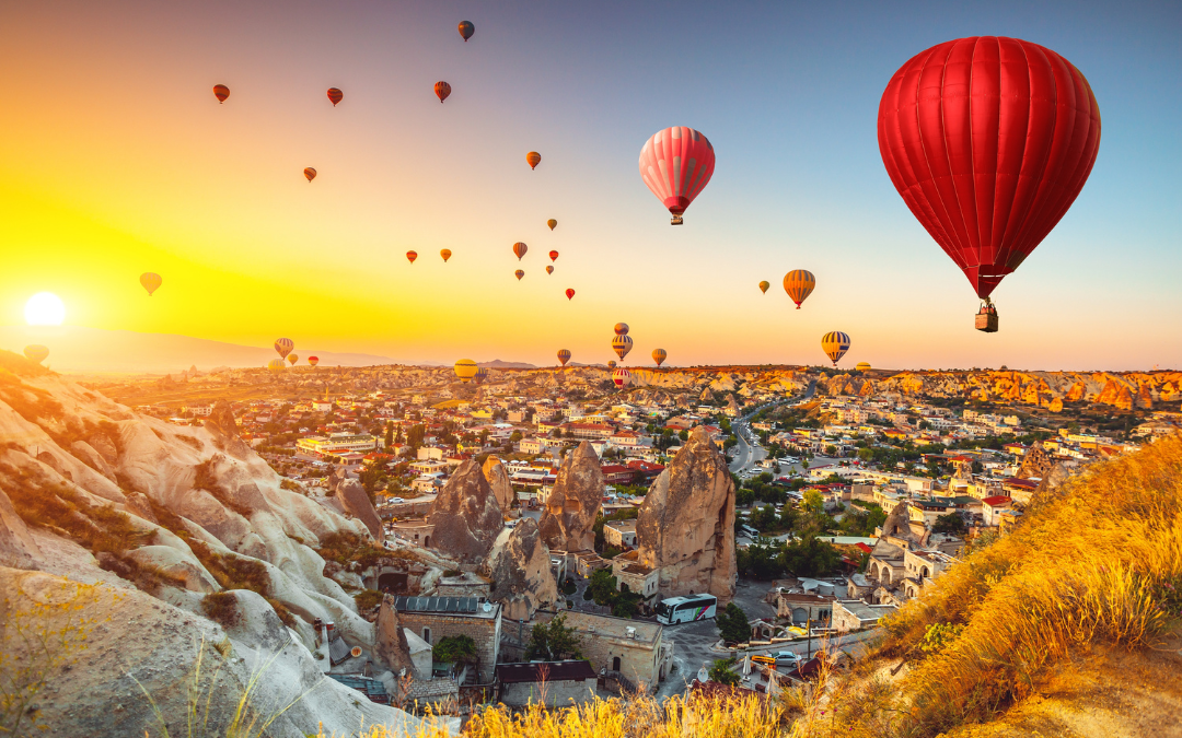 Hot air ballooning over stunning landscapes