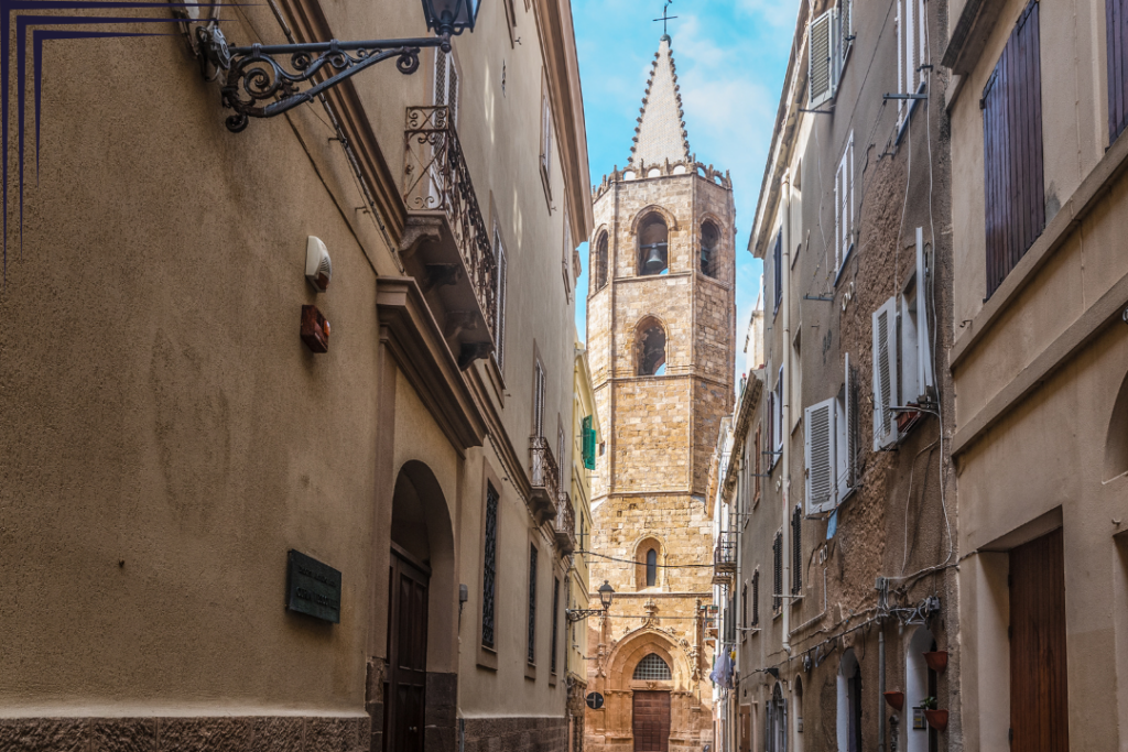 Alghero Cathedral as seen from the alley